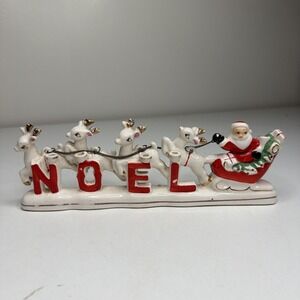 Vintage Relco Japan Noel Santa & Reindeer Candle Holder c545 Christmas